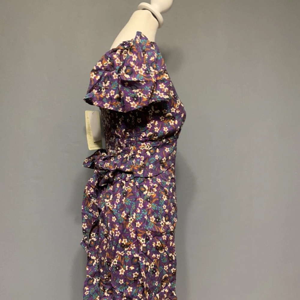 Band of the Free Sz XS Purple Floral Short Sleeve Mini Dress - Picture 6 of 7